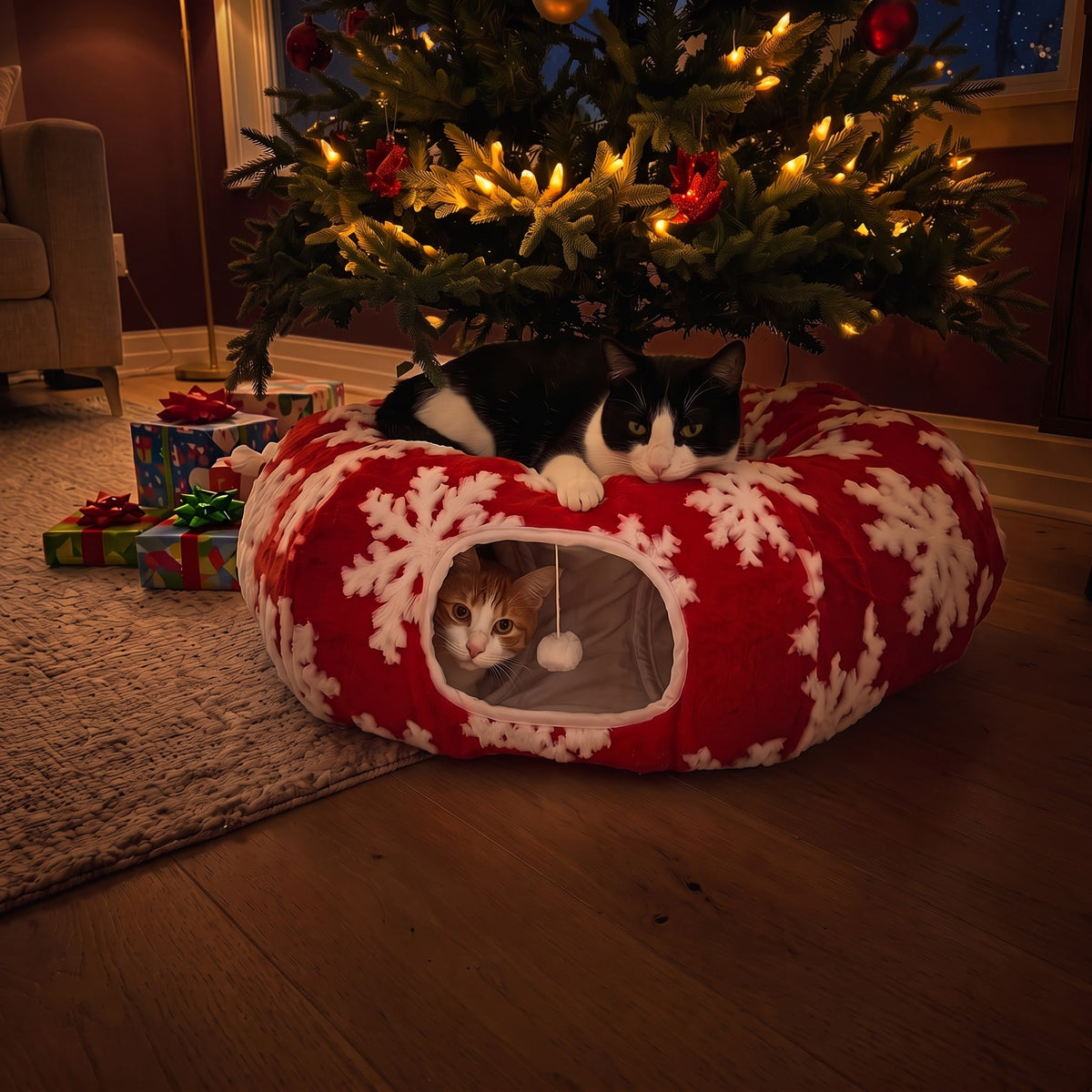 Snuggle Spruce 2-1 Cat Tunnel + Bed
