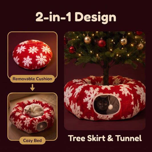 Snuggle Spruce 2-1 Cat Tunnel + Bed